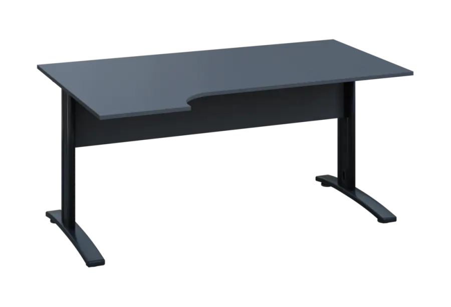 ERK 28 - 164 stůl kancelářský, rohový, levý, kovová podnož černá, deska 25 mm, široký 1600 mm, antracit